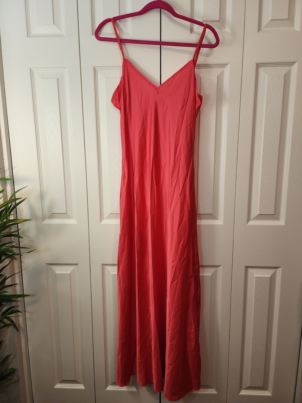 HUTCH Feathered Cuff Satin Kaftan Pink Maxi Dress Anthropologie Size M NWT - Picture 2 of 10